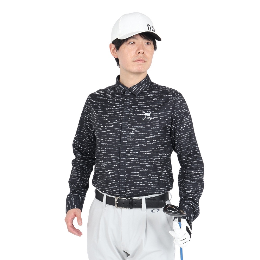 オークリー（OAKLEY）（メンズ）ゴルフウェア 吸汗速乾 SKULL DOBBY 長袖シャツ FOA406956-00G