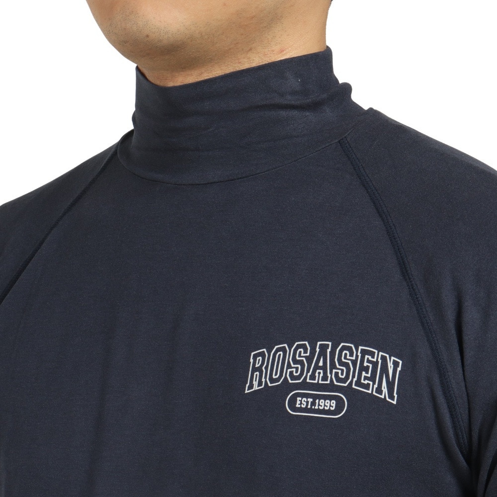 ROSASEN（メンズ）ゴルフウェア プルオーバー 吸湿発熱 保温 ストレッチ 微起毛 モックネック 長袖シャツ 044-27911-098