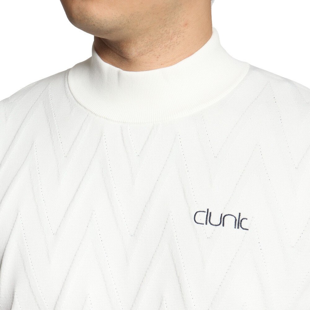 クランク（CLUNK）（メンズ）ゴルフウェア 長袖 ストレッチ 撥水 ナガソデモックネックニット CL5NTJ23 WHT★★★