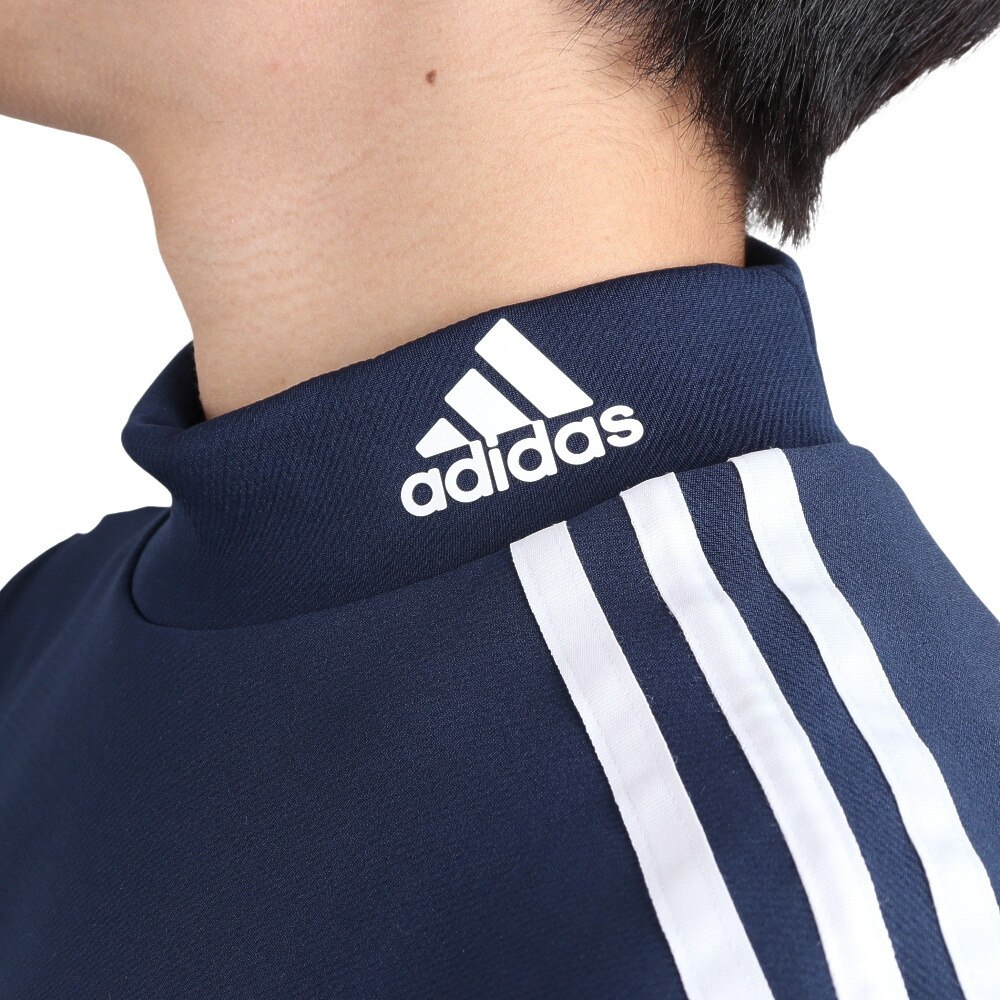 アディダス（adidas）（メンズ）ゴルフウェア ダブルニット 吸湿性 保温性 スリーストライプス 長袖モックネックシャツ SF285-HG8267NV