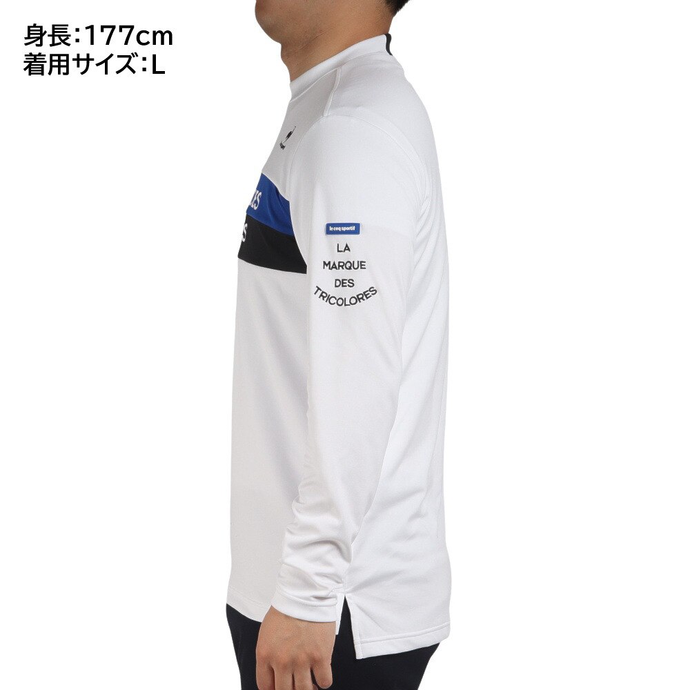 ルコック スポルティフ｜ゴルフウェア 長袖 快温 換気性 吸汗 速乾 UV 紫外線 UPF15 ストレッチ 胸ロゴプリントモックネックシャツ  QGMUJB04 WH00 - アウトドア・キャンプ用品はエルブレス