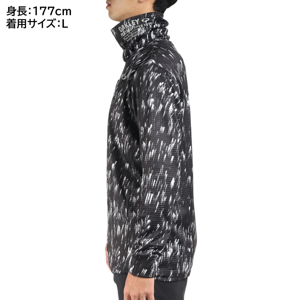 オークリー（OAKLEY）（メンズ）ゴルフウェア ハイネックシャツ 総柄 吸汗速乾 ライトフリース 軽量 STW LS HINECK SHIRT  FOA404683-78Y