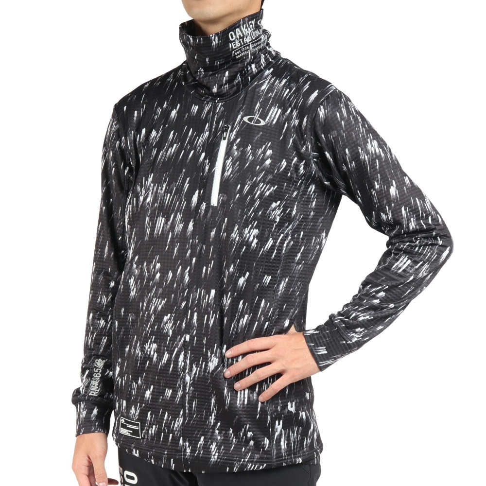 オークリー（OAKLEY）（メンズ）ゴルフウェア ハイネックシャツ 総柄 吸汗速乾 ライトフリース 軽量 STW LS HINECK SHIRT  FOA404683-78Y