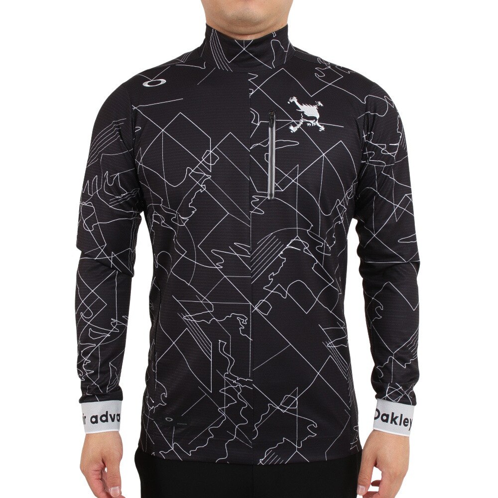オークリー（OAKLEY）（メンズ）ゴルフウェア 保温 撥水 吸汗速乾 SKULL VECTOR 長袖 総柄モックネックシャツ FOA404230-00G