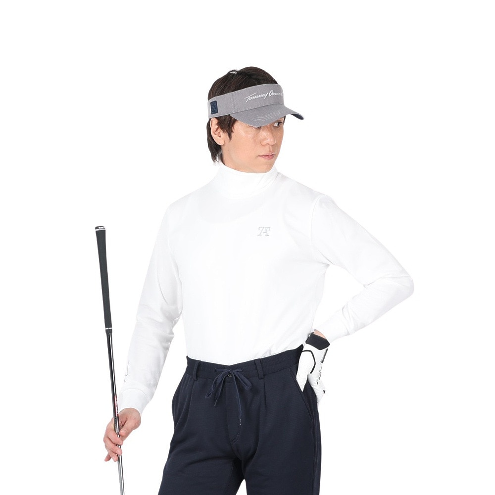 トミーアーマー ゴルフウェア 長袖 オールシーズン 吸汗 速乾 ドライ タートルネックシャツ TAES22F030042 WHT ＬＬ 10 ゴルフの大画像