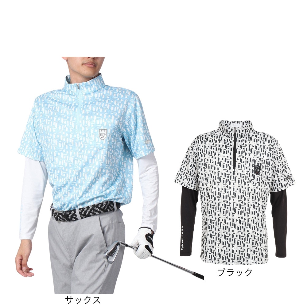 エピキュール（epicure）（メンズ）ゴルフウェア 吸水速乾 フェイクレイヤード 長袖ジップアップ 154-28410-092