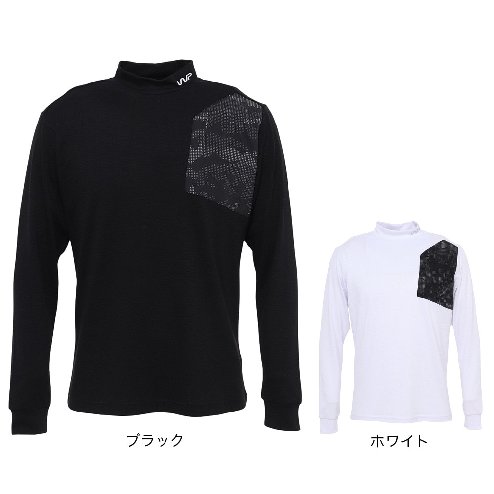 ザ・ワープ・バイ・エネーレ（The Warp By Ennerre）（メンズ）ゴルフウェア 吸湿発熱 BACK BRUSH 長袖モックネック WG5QTG06 BLK