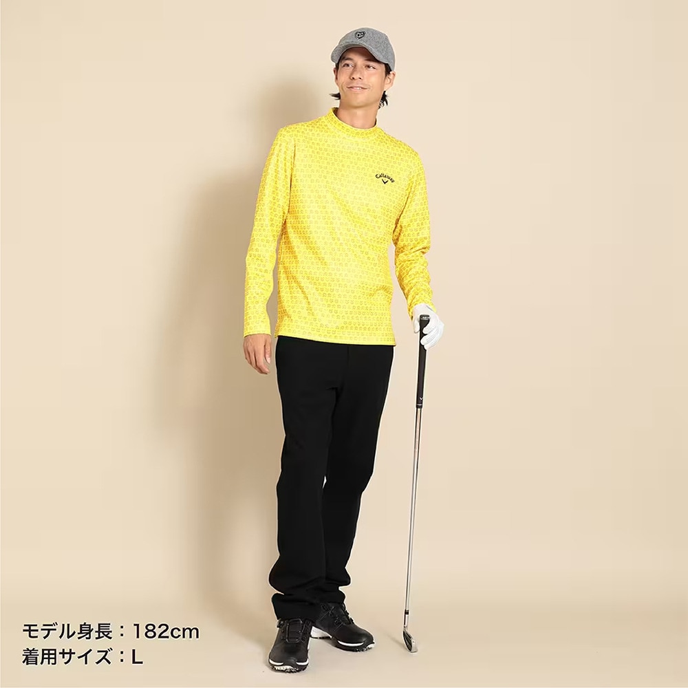 CALLAWAY イエロー モックネックシャツ M キャロウェイ（CALLAWAY）（メンズ）ゴルフウェア ロゴプリント