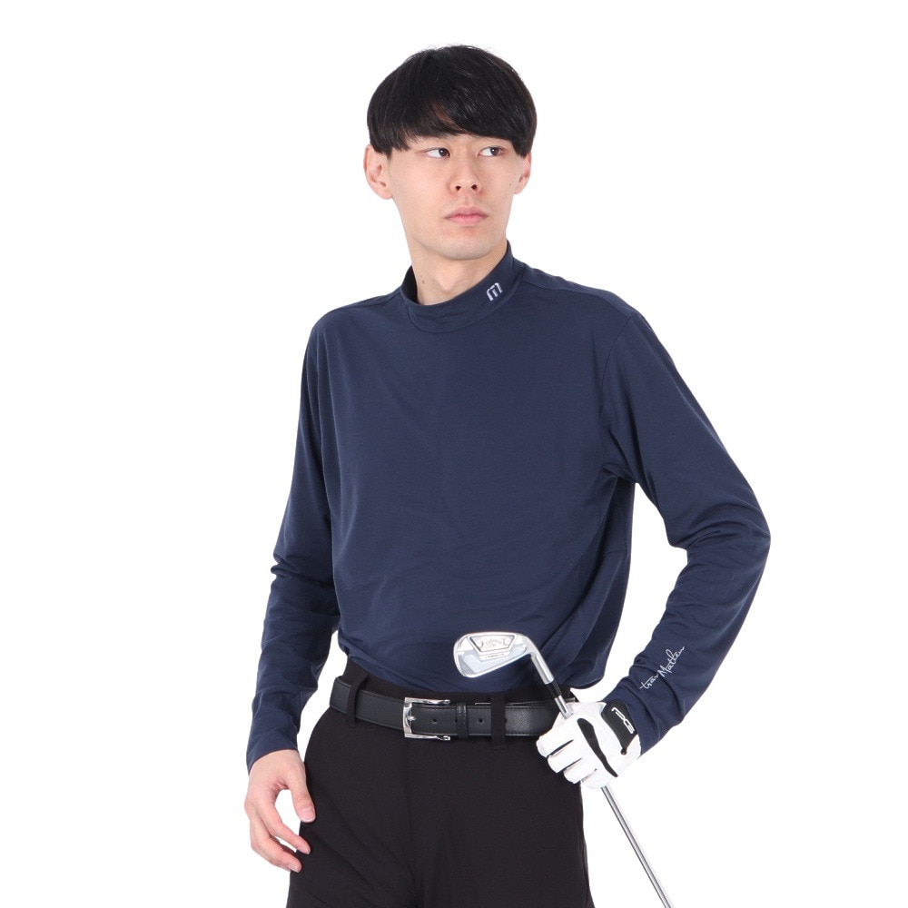 トラヴィスマシュー（Travis Mathew）（メンズ）ゴルフウェア ストレッチ 長袖モックネックシャツ 7AI015-4NAV