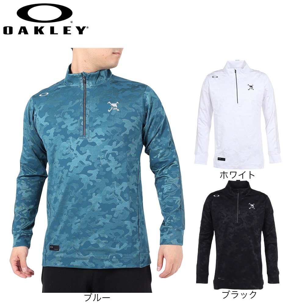 オークリー（OAKLEY）（メンズ）ゴルフウェア 吸汗 速乾 Skull Endeavor 長袖ジップモックシャツ FOA405737-100