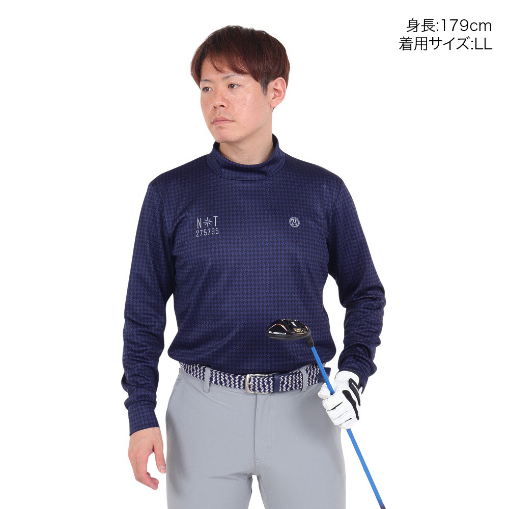 トミーアーマー（Tommy Armour）（メンズ）ゴルフウェア 吸汗 速乾 DP Print 3D 長袖モックネック TANB23F030010 NVY