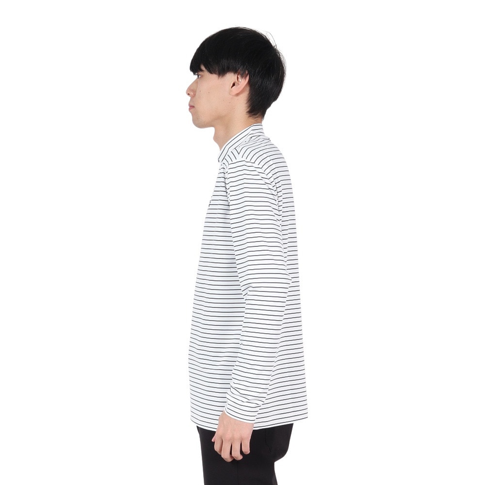 ROSASEN（メンズ）ゴルフウェア 吸水速乾 ベアテンボーダー 長袖モックネックシャツ 044-22911-005-24AW