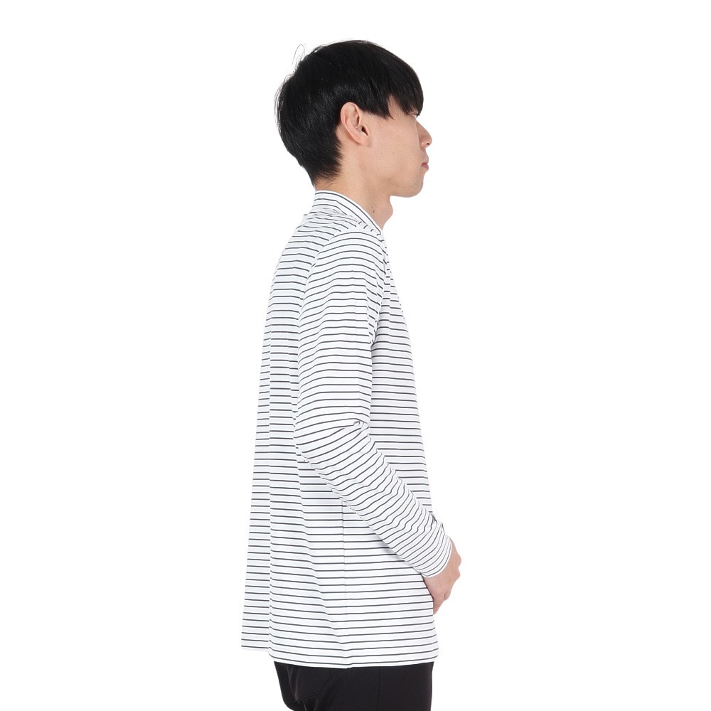 ROSASEN（メンズ）ゴルフウェア 吸水速乾 ベアテンボーダー 長袖モックネックシャツ 044-22911-005-24AW