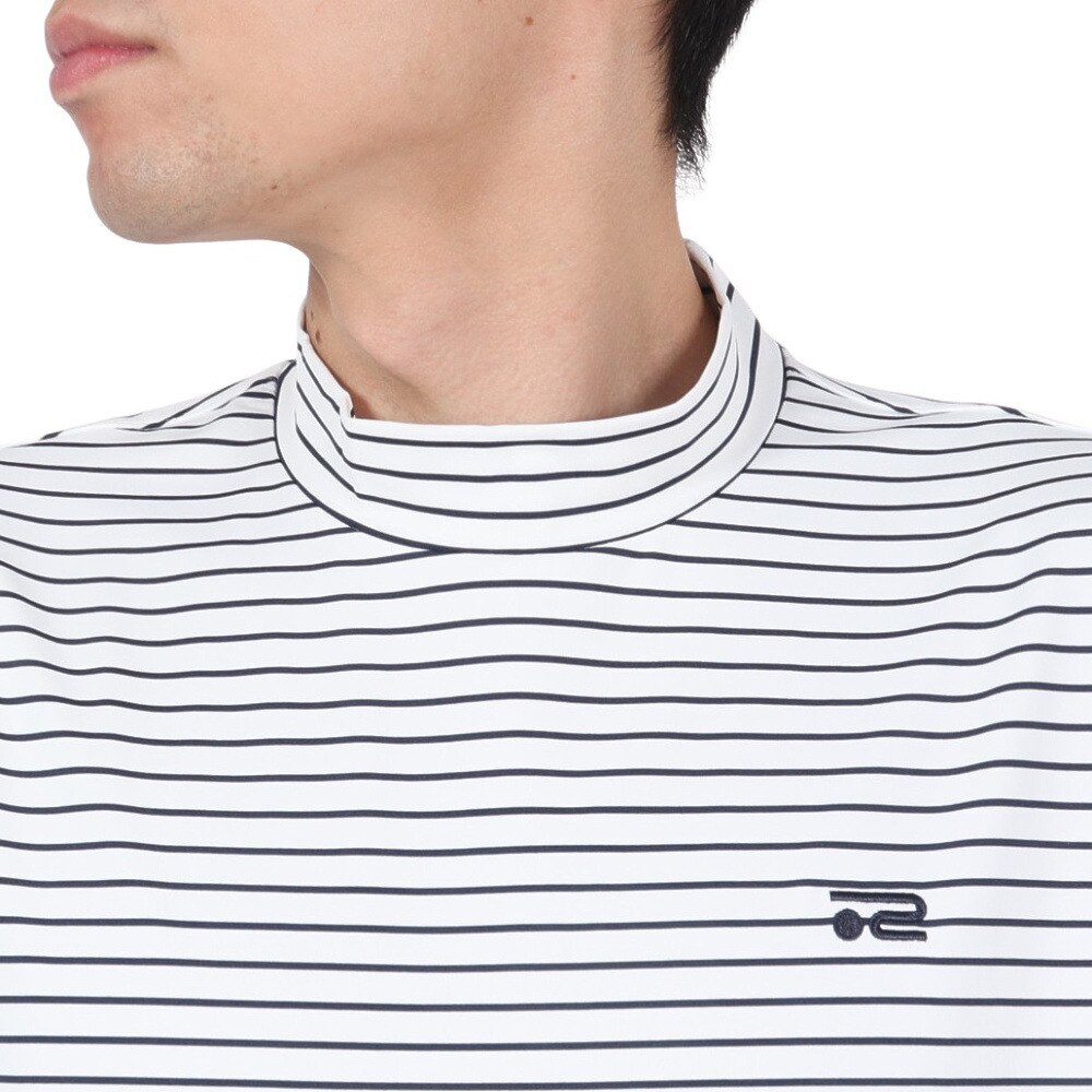 ROSASEN（メンズ）ゴルフウェア 吸水速乾 ベアテンボーダー 長袖モックネックシャツ 044-22911-005-24AW
