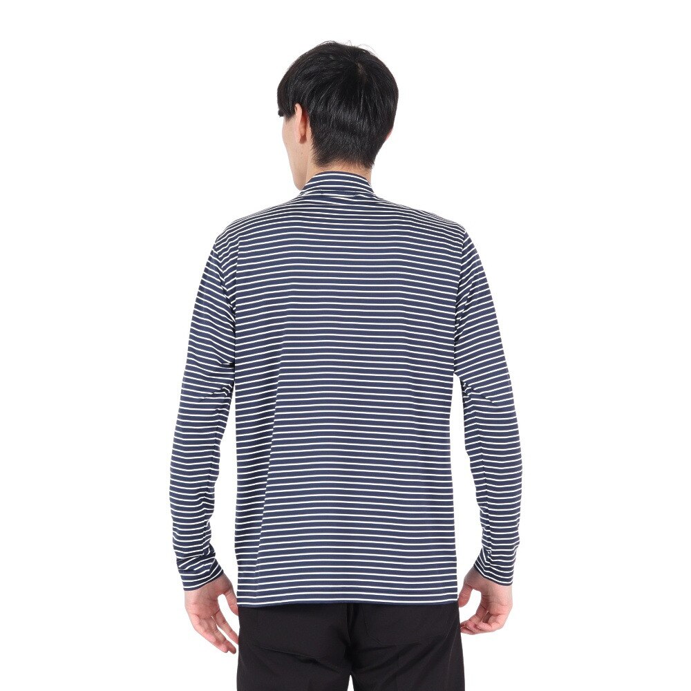 ROSASEN（メンズ）ゴルフウェア 吸水速乾 ベアテンボーダー 長袖モックネックシャツ 044-22911-098-24AW