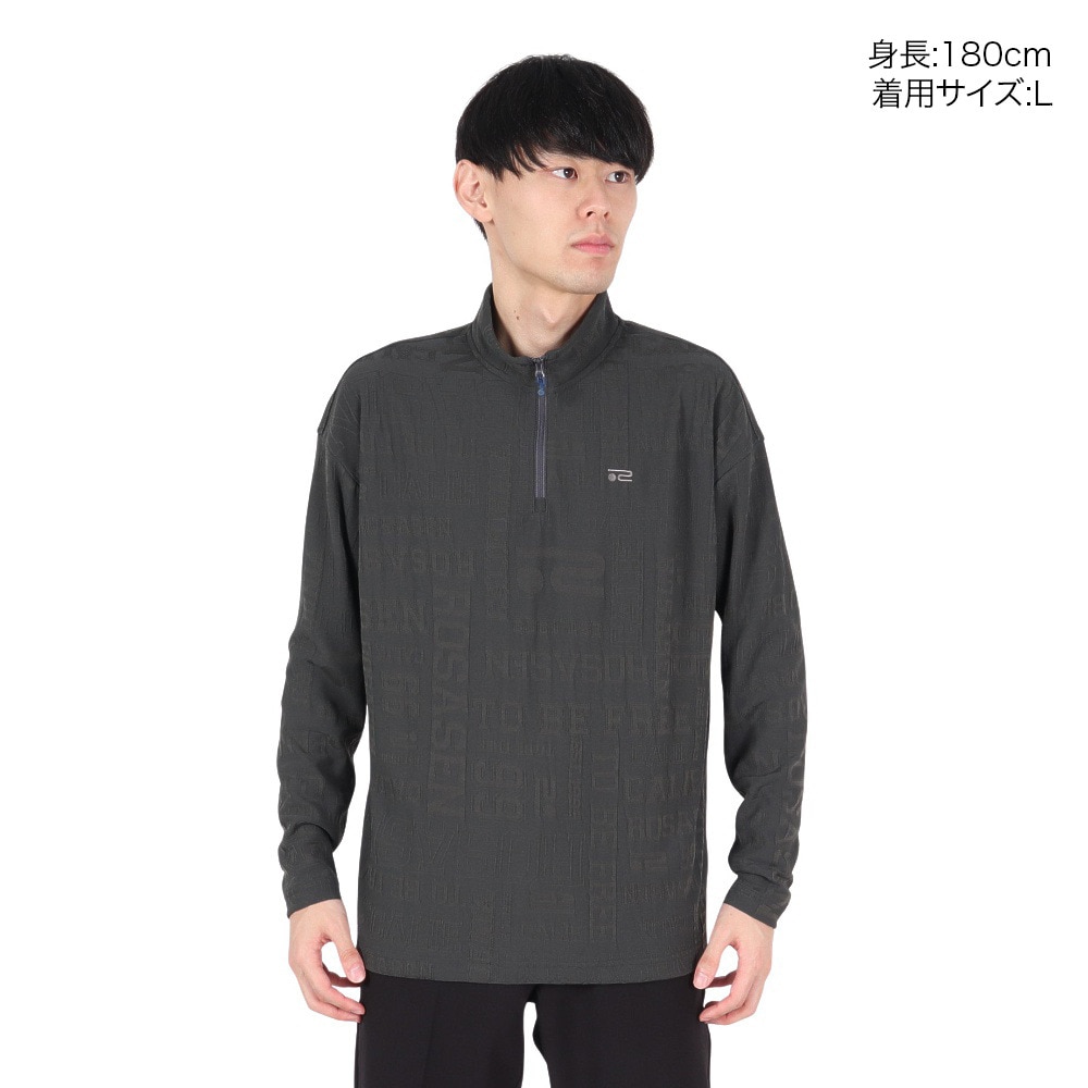 ROSASEN（メンズ）ゴルフウェア リンクスジャカード ハーフジップ 長袖ハイネック 044-22912-018-24AW