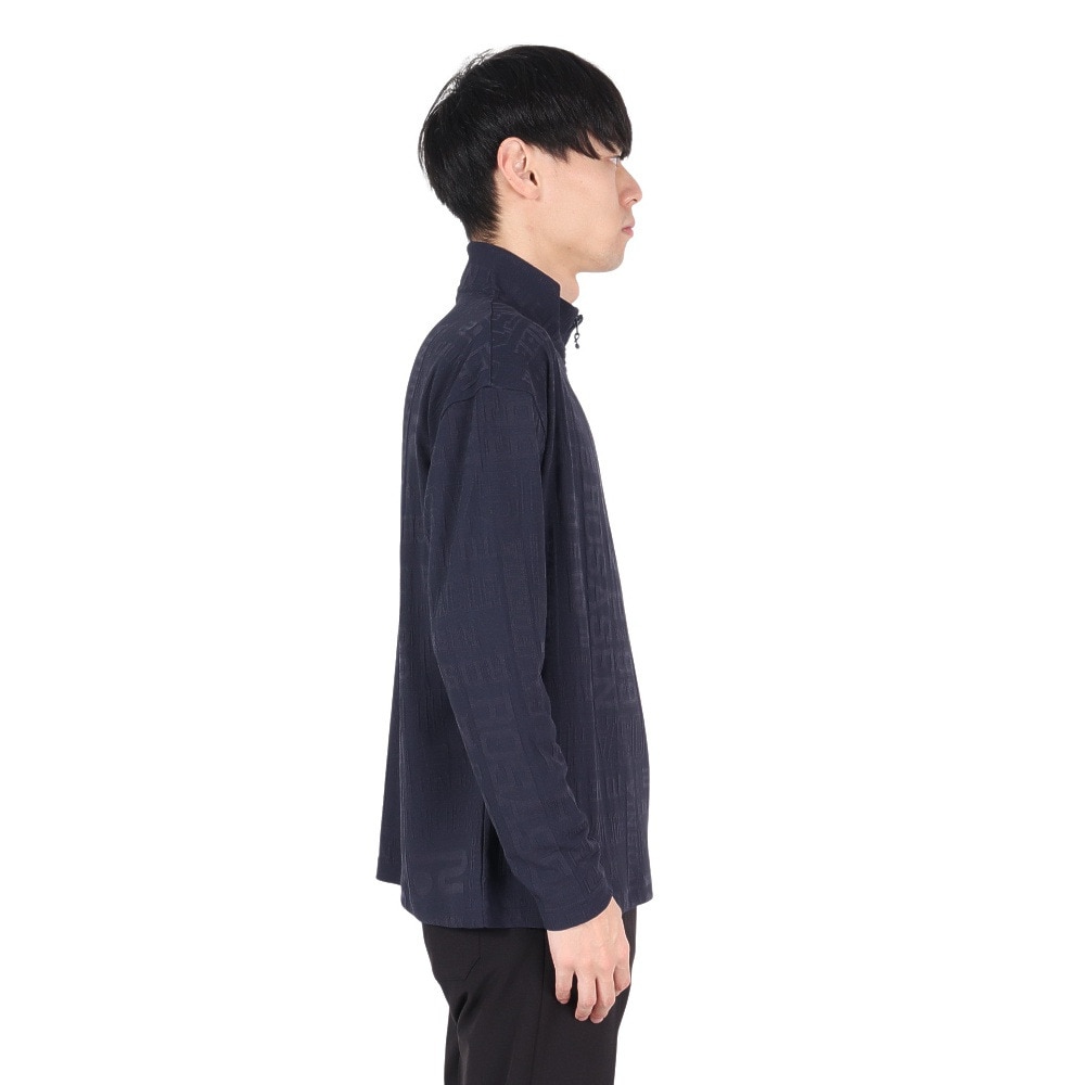 ROSASEN（メンズ）ゴルフウェア リンクスジャカード ハーフジップ 長袖ハイネック 044-22912-098-24AW