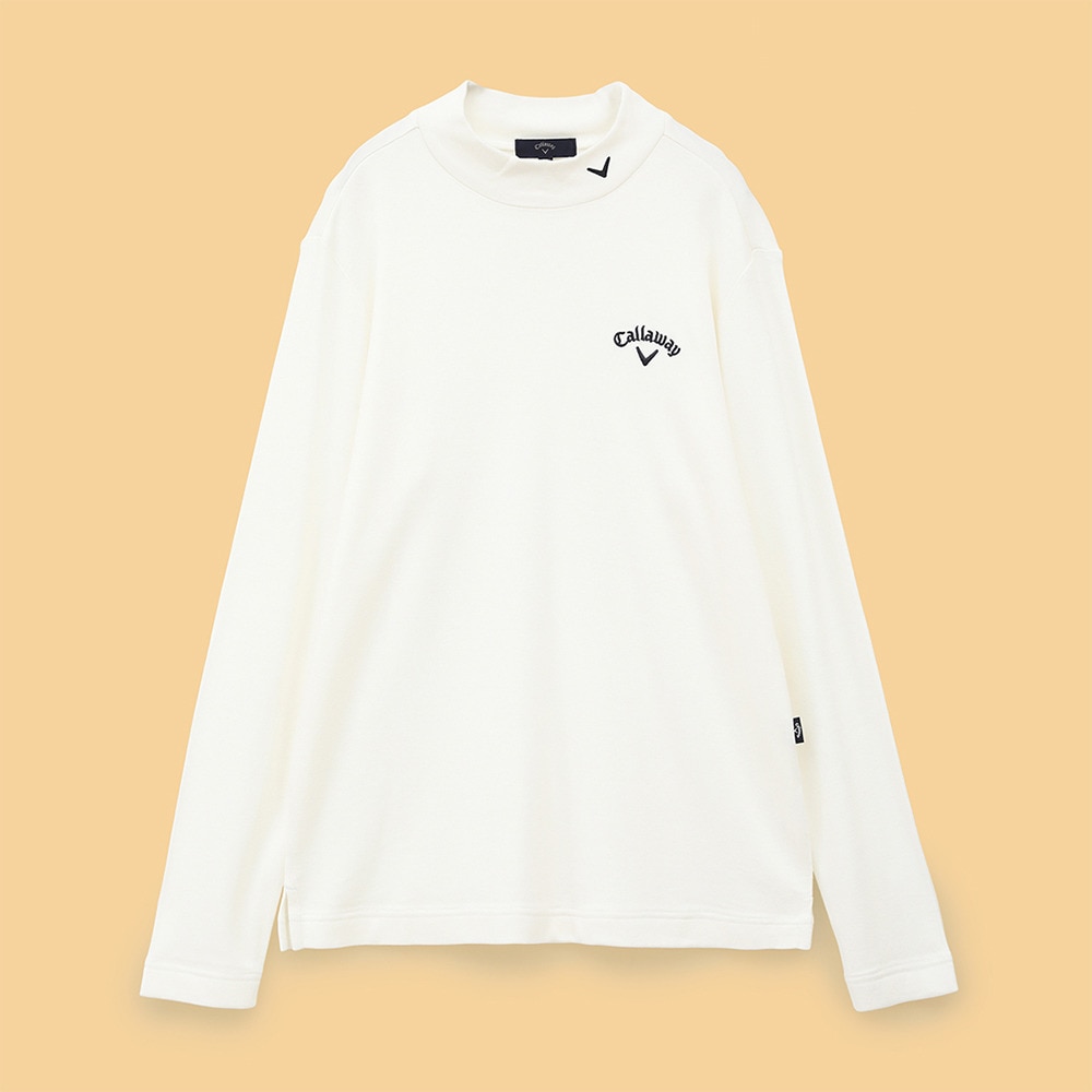 Callaway ビッグロゴ モックネック ホワイト Callaway Apparel［キャロウェイアパレル］エンボスロゴ