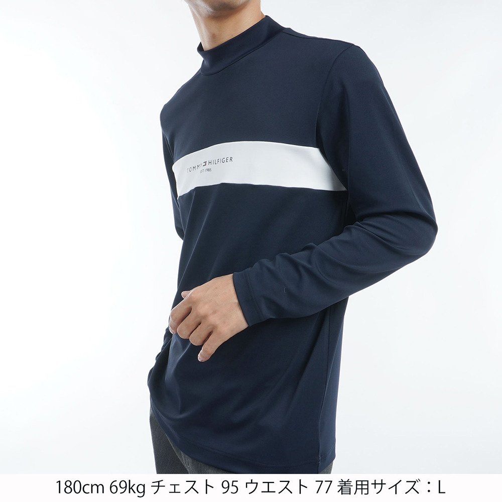 トミーヒルフィガーゴルフ（TOMMY HILFIGER GOLF）（メンズ）ゴルフウェア 長袖モックネックシャツ THMA454-NVY