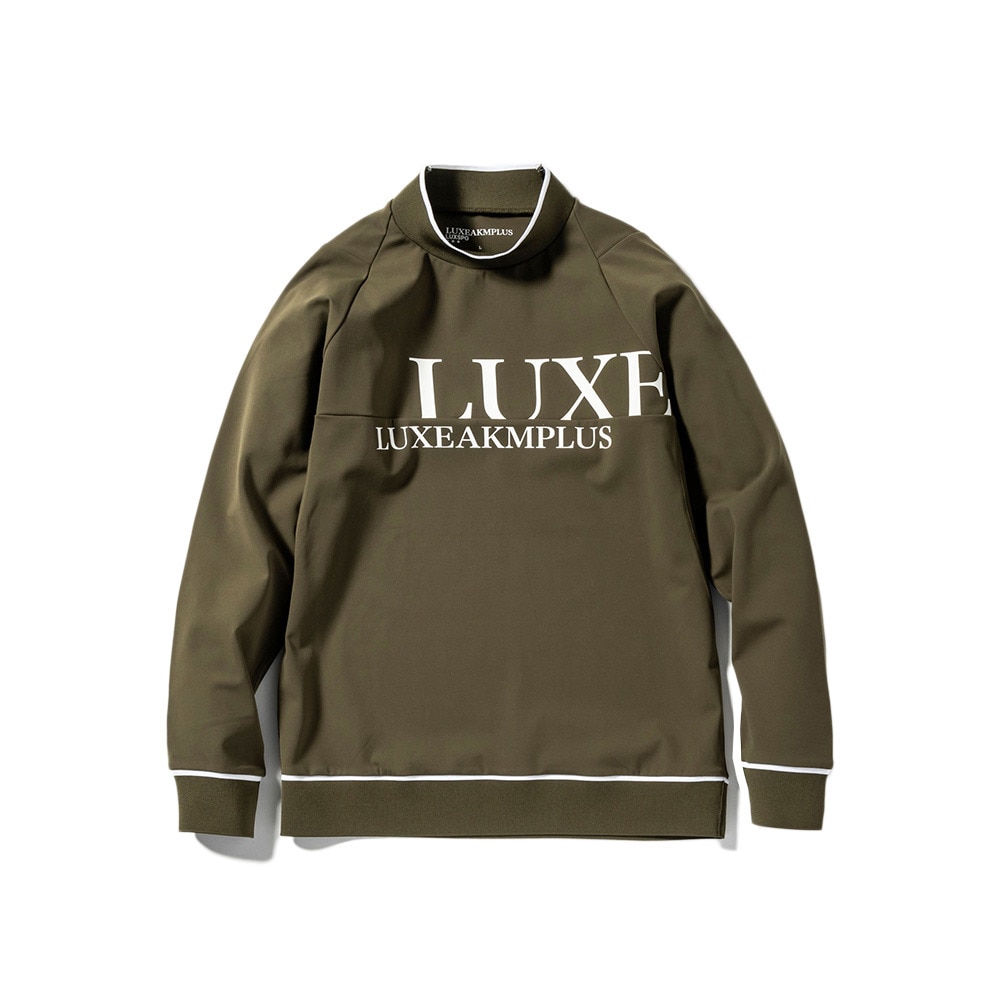 リュクスエイケイエムプラス（LUXEAKMPLU）（メンズ）ゴルフウェア CHEST ロゴモックネックシャツ LAT-24050khaki