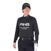 (メンズ)ゴルフウェア メッシュボーダー ジャガード 長袖ハイネックシャツ 621-5166101-010