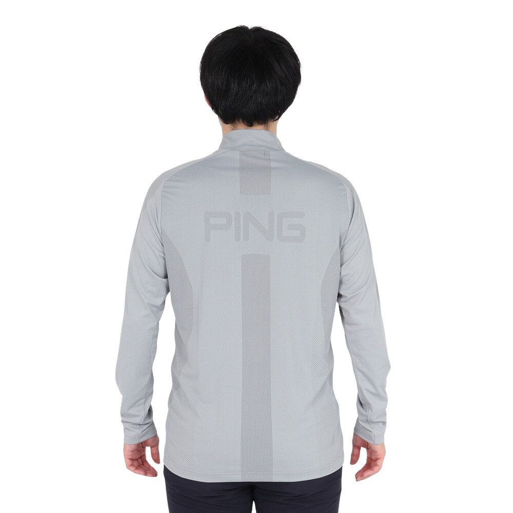 ピン（PING）（メンズ）ゴルフウェア メッシュボーダー ジャガード 長袖ハイネックシャツ 621-5166101-020