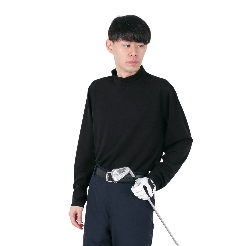 シルバースコット845（SILVERSCOTT845）（メンズ）ゴルフウェア 吸湿発熱 長袖 モックネック シャツ SS24FWT011 BLK