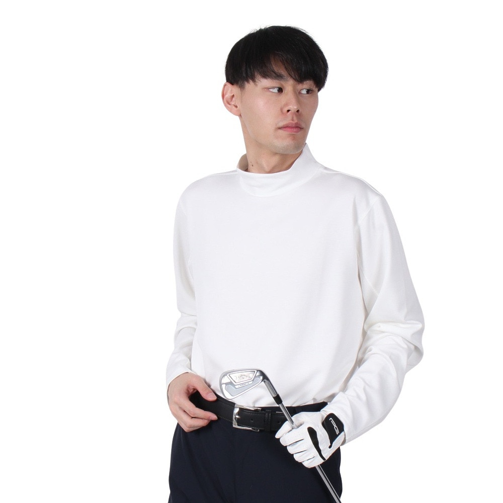 シルバースコット845（SILVERSCOTT845）（メンズ）ゴルフウェア 吸湿発熱 長袖 モックネック シャツ SS24FWT011 WHT