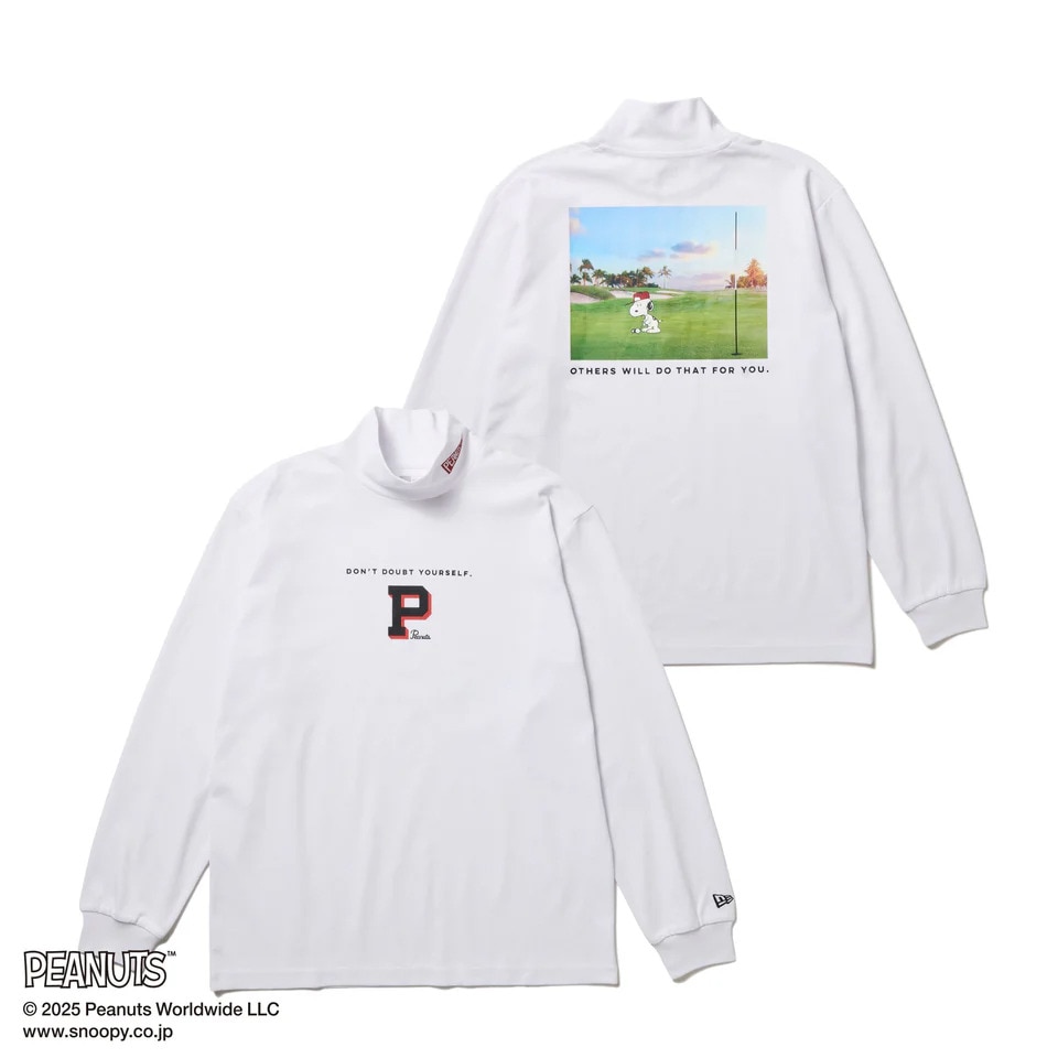 ニューエラ（NEW ERA）（メンズ、レディース）ゴルフウェア 長袖 ハイカラー パフォーマンス Tシャツ PEANUTS ピーナッツ ホワイト 14344459