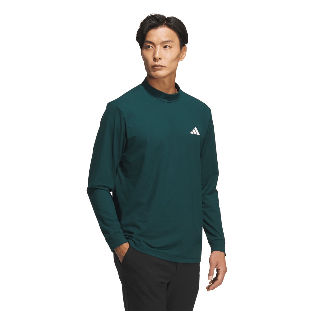 アディダス（adidas）（メンズ）ゴルフウェア グラフィック モックネック長袖ポロシャツ JVV08-JM0237 DGRN