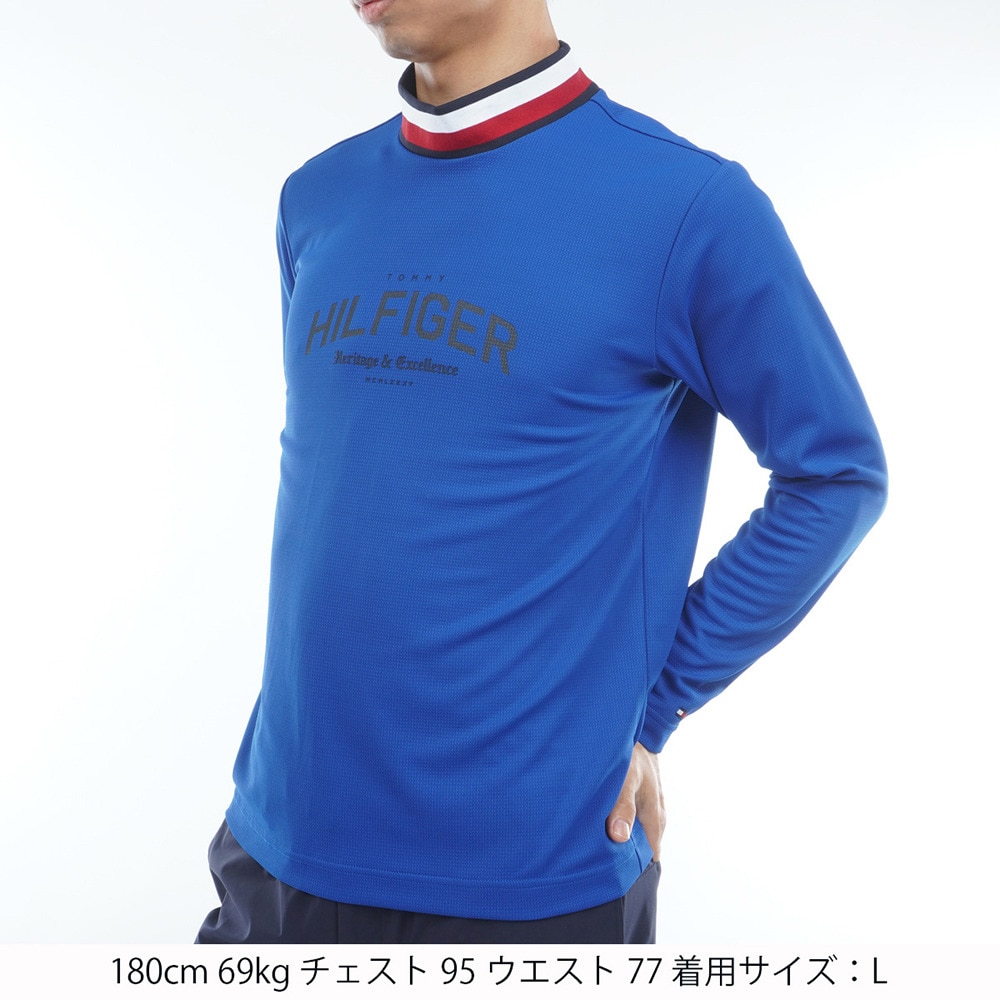 トミー ヒルフィガー ゴルフ（TOMMY HILFIGER GOLF）（メンズ）ゴルフウェア 吸水速乾 シグネチャーリブ モックネック長袖シャツ THMA562-BLU