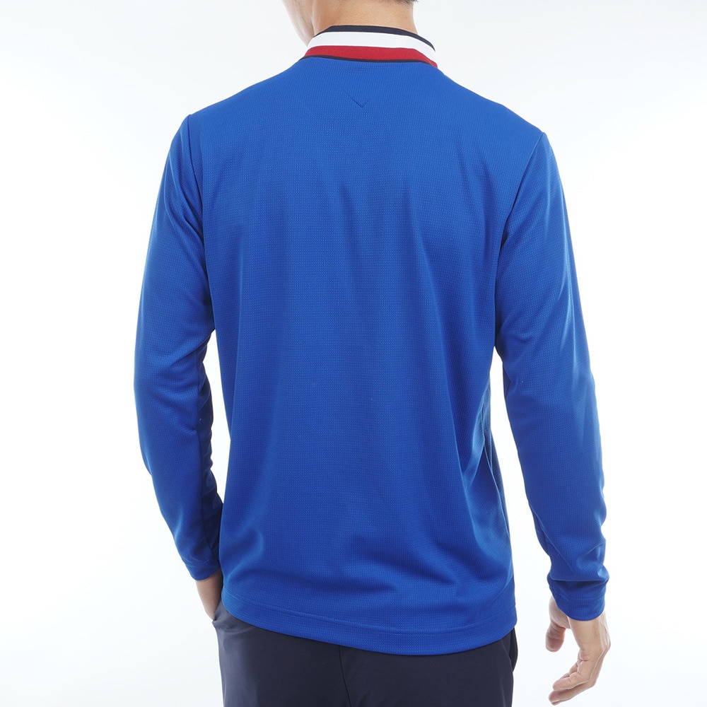 トミー ヒルフィガー ゴルフ（TOMMY HILFIGER GOLF）（メンズ）ゴルフウェア 吸水速乾 シグネチャーリブ モックネック長袖シャツ THMA562-BLU
