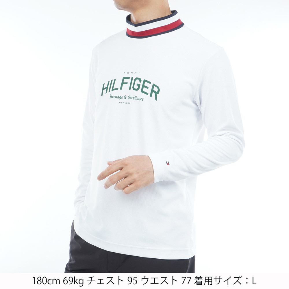 トミー ヒルフィガー ゴルフ（TOMMY HILFIGER GOLF）（メンズ）ゴルフウェア 吸水速乾 シグネチャーリブ 長袖シャツ THMA562-WHT