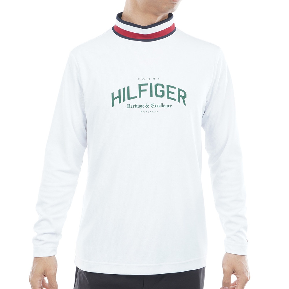 トミー ヒルフィガー ゴルフ（TOMMY HILFIGER GOLF）（メンズ）ゴルフウェア 吸水速乾 シグネチャーリブ 長袖シャツ THMA562-WHT