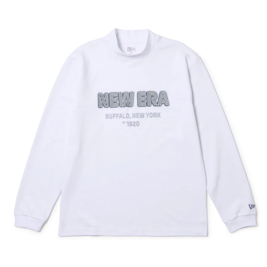 ニューエラ（NEW ERA）（メンズ、レディース）ゴルフウェア 吸汗速乾 長袖 ミッドネック パフォーマンス Tシャツ Neon Logo ホワイト 14669859