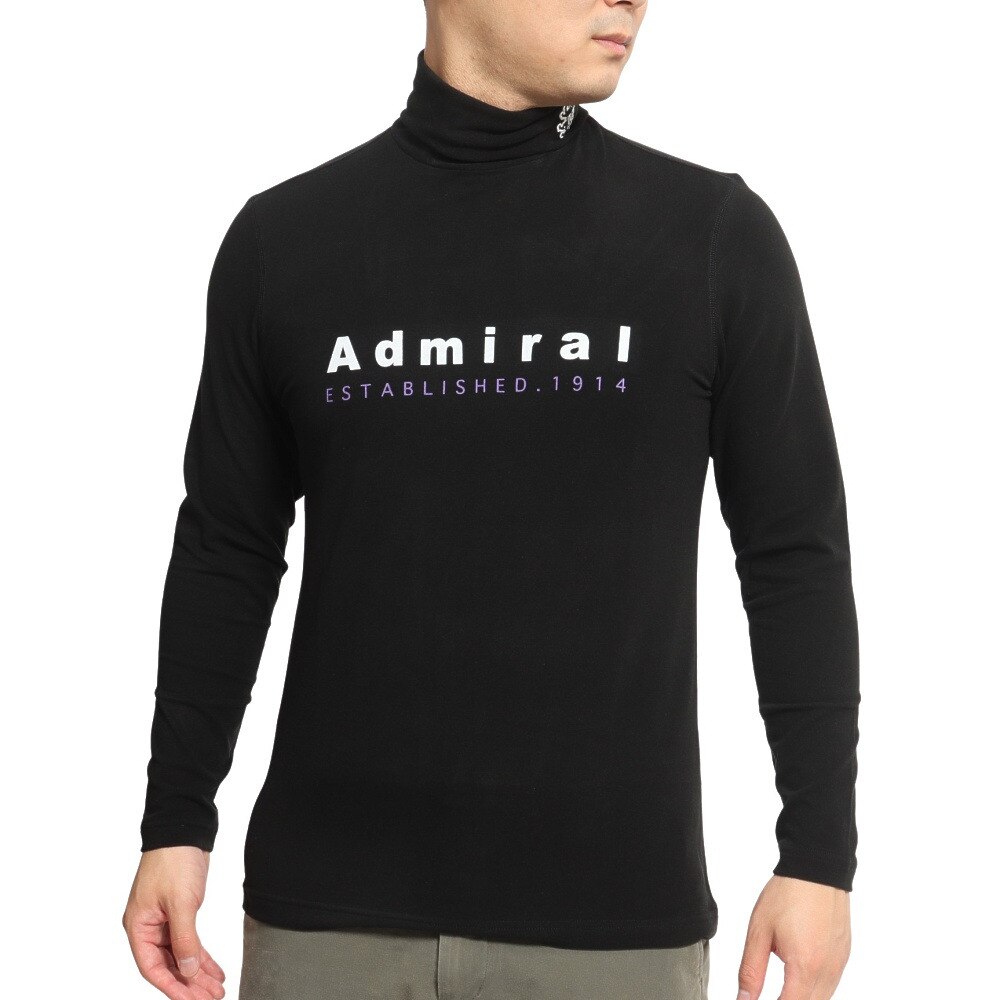 アドミラル ゴルフ（Admiral GOLF）（メンズ）ゴルフウェア スエード タートルネックシャツ ADMA296-BLK