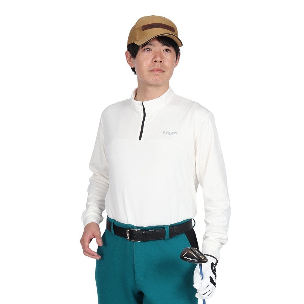 ザ・ワープ・バイ・エネーレ（The Warp By Ennerre）（メンズ）ゴルフウェア 吸汗速乾 ハーフジップ 長袖シャツ WG5STG14 WHT