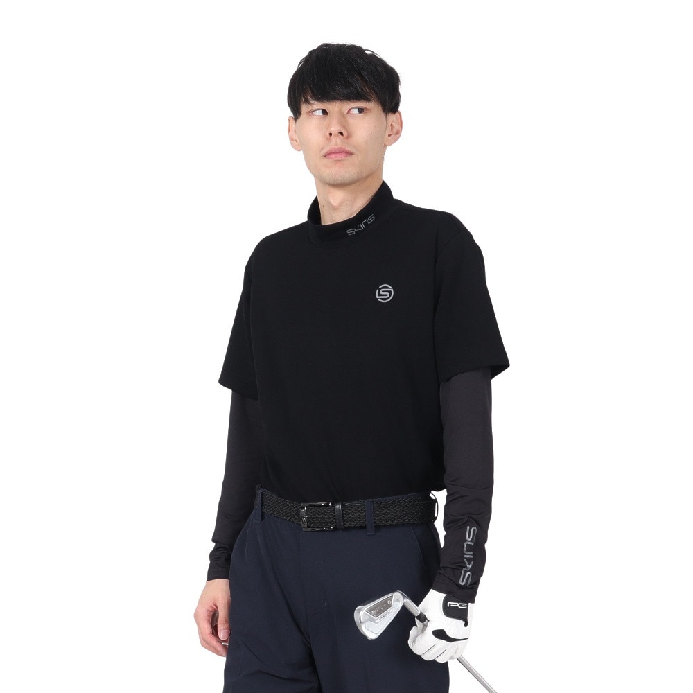 スキンズ（SKINS）（メンズ）ゴルフウェア 吸湿発熱 2WAY アクティブウェア モックネックインナーセットシャツ 184-22910-019