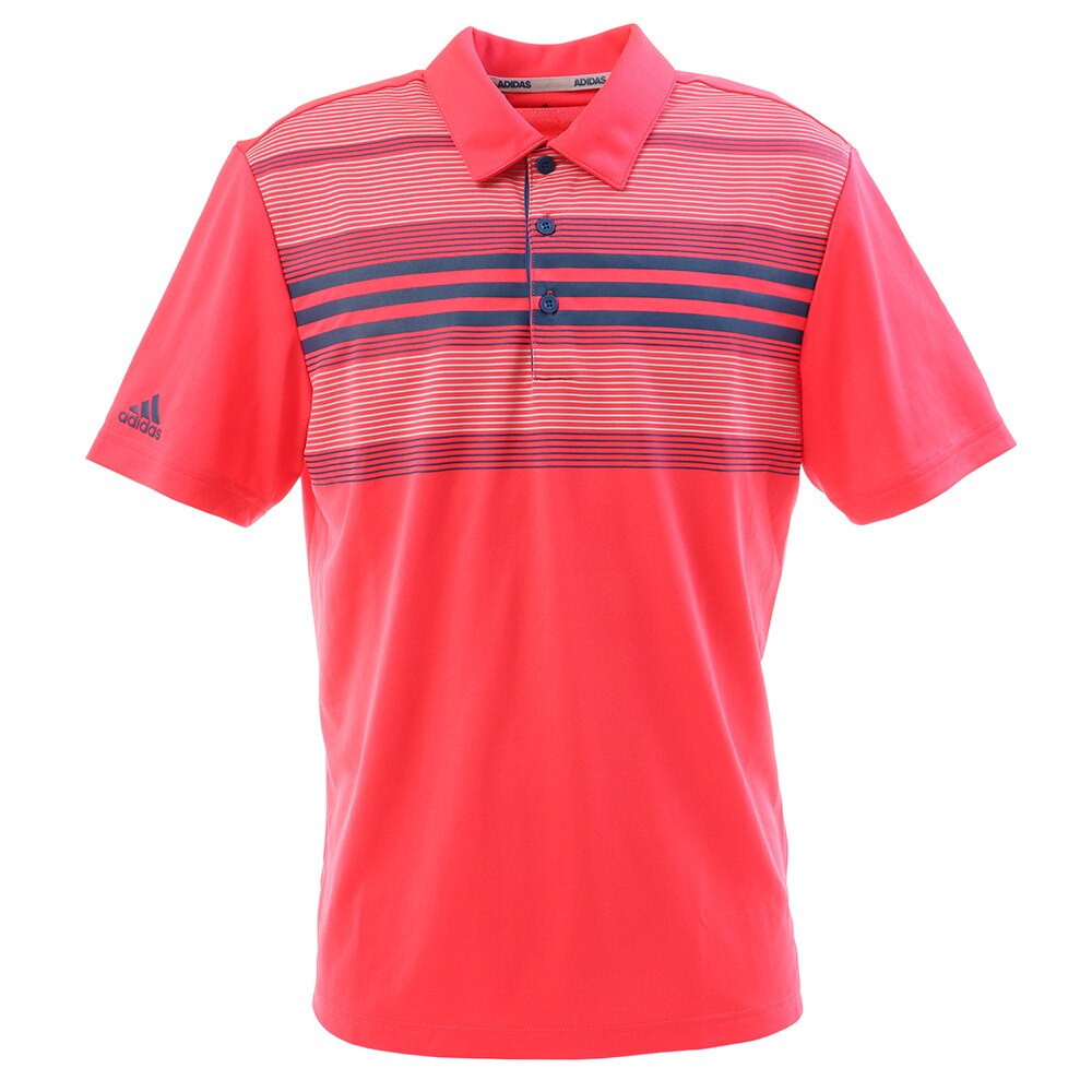 ゴルフ ポロシャツ メンズ チェストストライプ半袖シャツ Frm21 Dt3601 Rd アディダス ヴィクトリアゴルフ