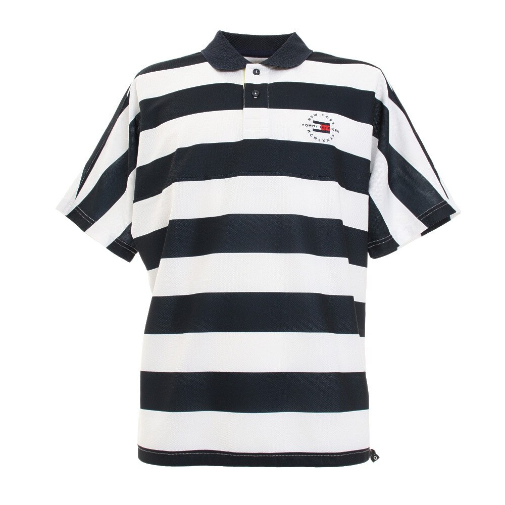  OVERSIZED ボーダー半袖ポロシャツ THMA135-WHT