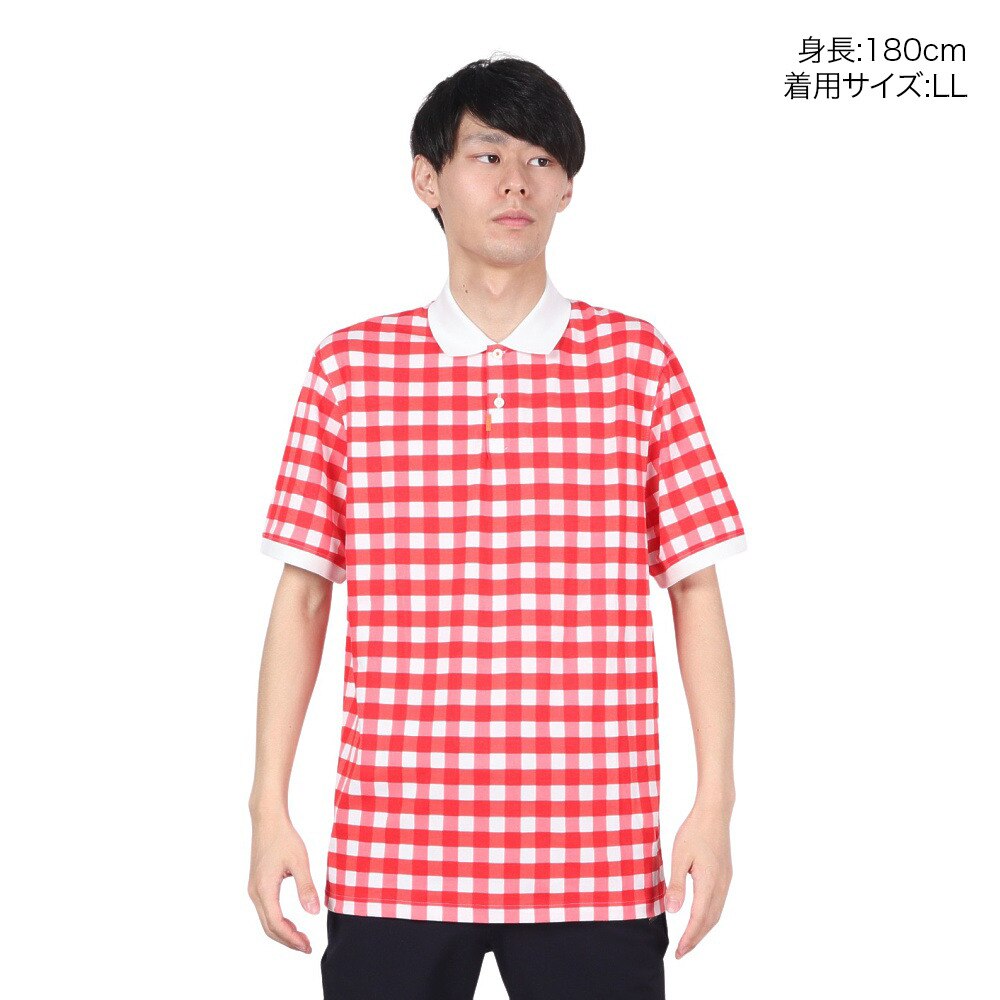 新品 Mサイズ ナイキ ゴルフ 半袖 ポロ シャツ ギンガム チェック レッド