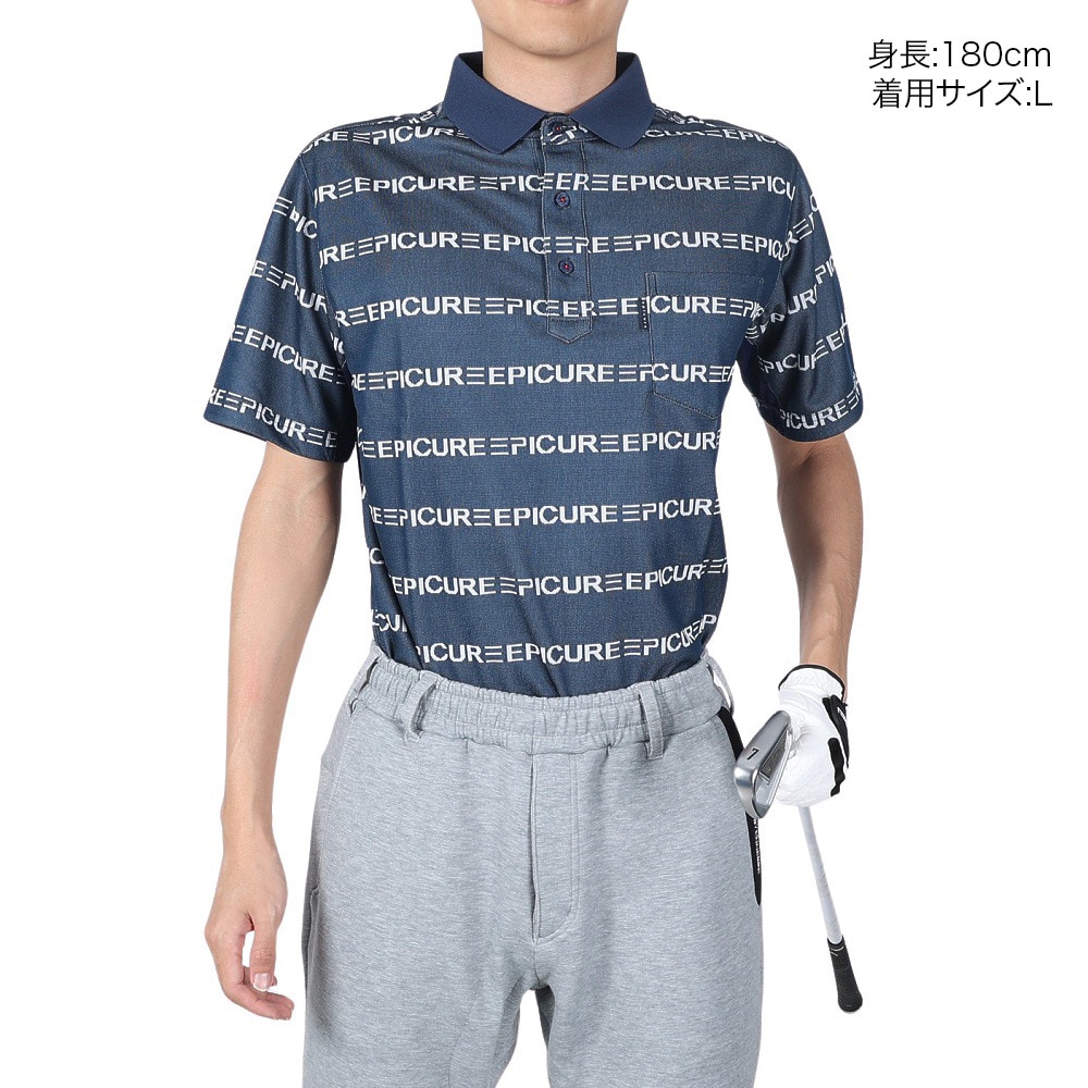 エピキュール（epicure）（メンズ）ゴルフウェア 吸汗速乾 UVカット ロゴジャガード 半袖ポロシャツ 151-26340-098