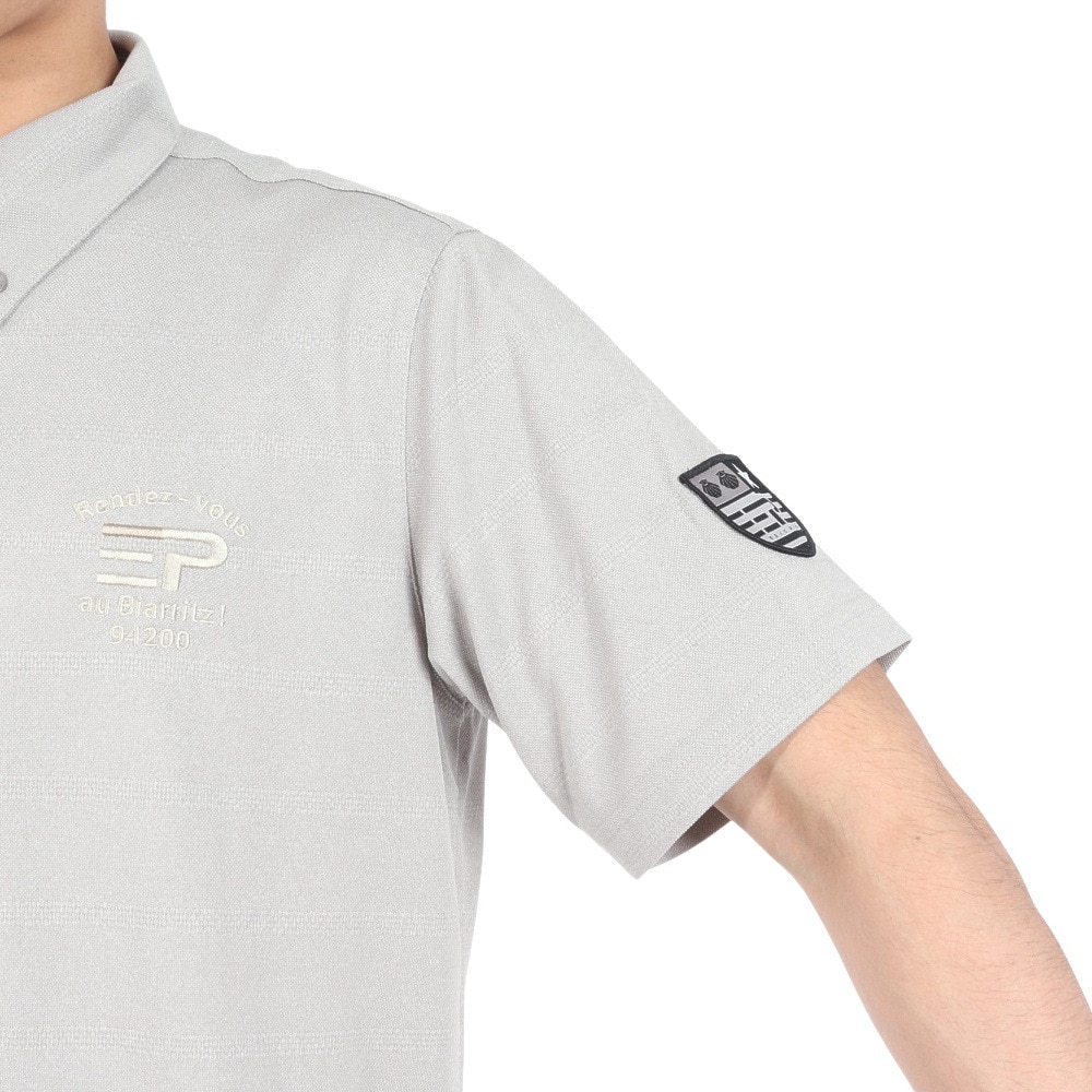 エピキュール（epicure）（メンズ）ゴルフウェア 鹿の子ボーダー ボタンダウン半袖ポロシャツ 151-26342-013