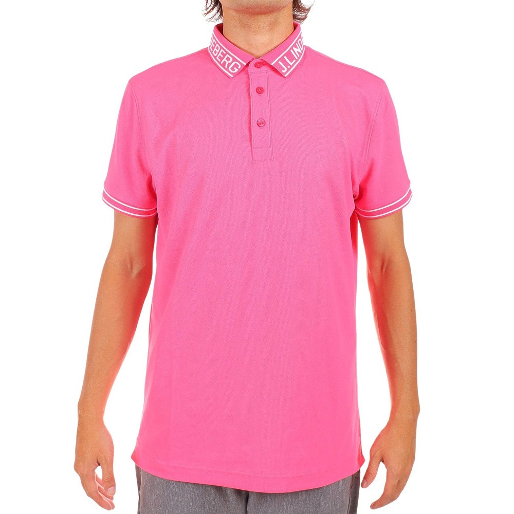 J.LINDEBERG（メンズ）ゴルフウェア 半袖 吸水 速乾 吸湿 リブ襟ポロシャツ 071-26350-075