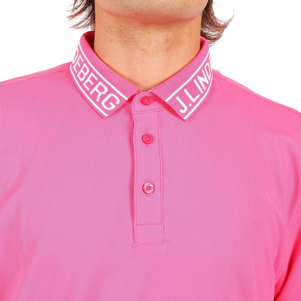 J.LINDEBERG（メンズ）ゴルフウェア 半袖 吸水 速乾 吸湿 リブ襟ポロシャツ 071-26350-075