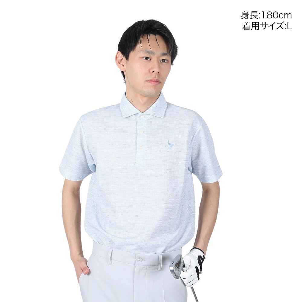 クランク（CLUNK）（メンズ）ゴルフウェア 吸汗速乾 ライン 半袖ポロシャツ CL5MTG15 SAX
