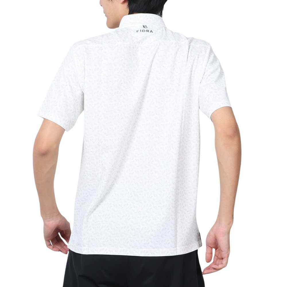フィドラ（FIDRA）（メンズ）ゴルフウェア 半袖 ストレッチ 吸汗 速乾 消臭 アザミ柄ポロシャツ FD5MTG21 WHT