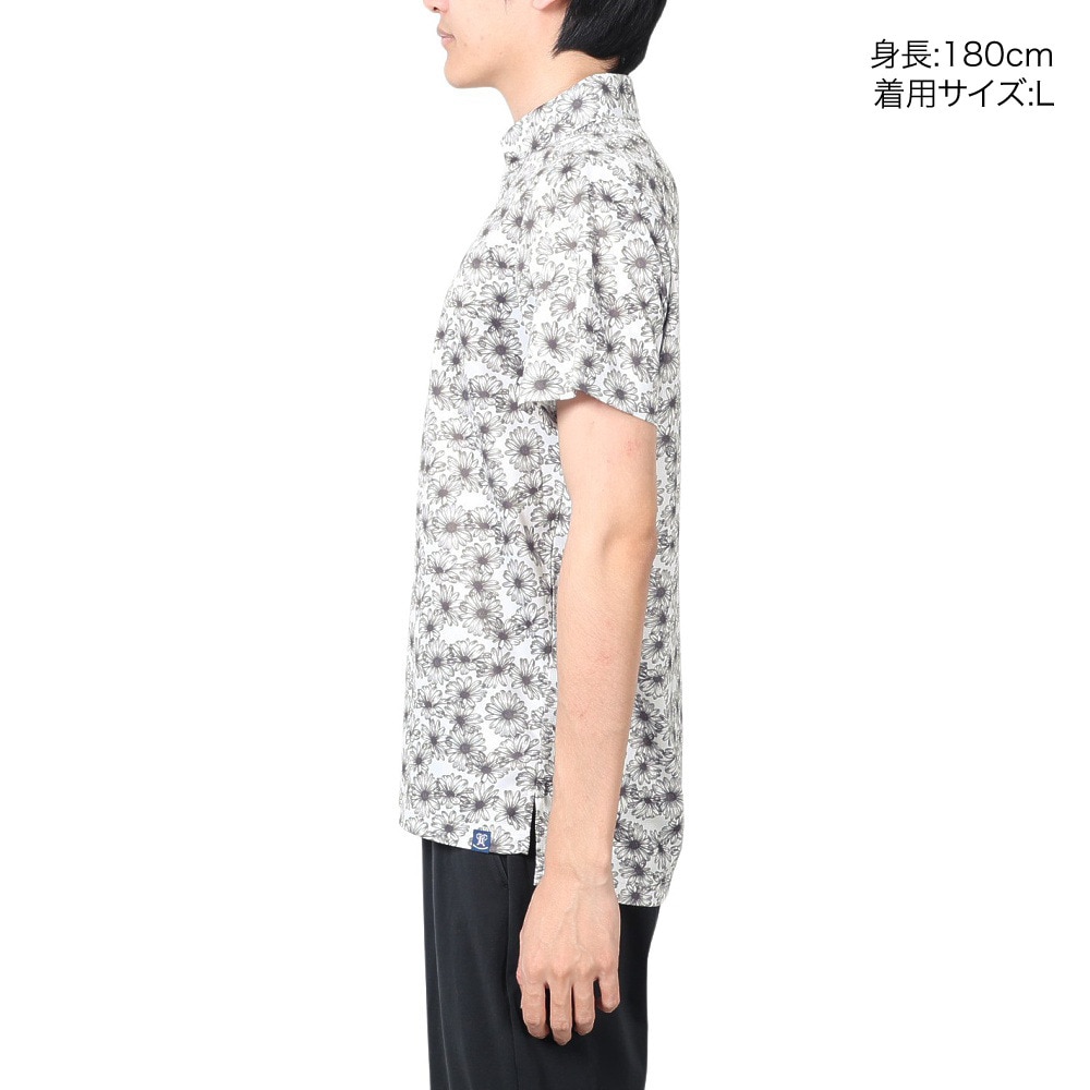 パフォーマンスギア（PG）（メンズ）ゴルフウェア 吸汗 速乾 冷感 半袖ポロシャツ フラワー柄 403PG22EG2032 WHXBL