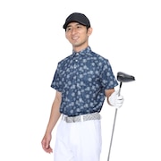 (メンズ) ゴルフウェア 吸汗 速乾 冷感 半袖ポロシャツ ヤシ柄 403PG22EG2034