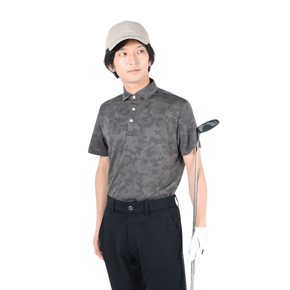 ＜ヴィクトリアゴルフ＞ ＰＧ ゴルフウェア ポロシャツ ジャガード 403PG22EG2035 BLK Ｍ 90 ゴルフ画像